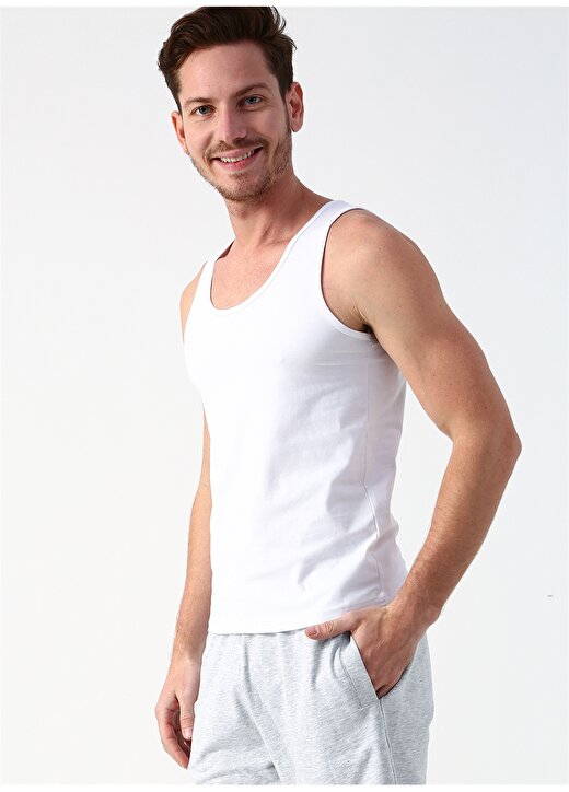 Cotton Bar Beyaz Erkek İç Giyim Atlet 1