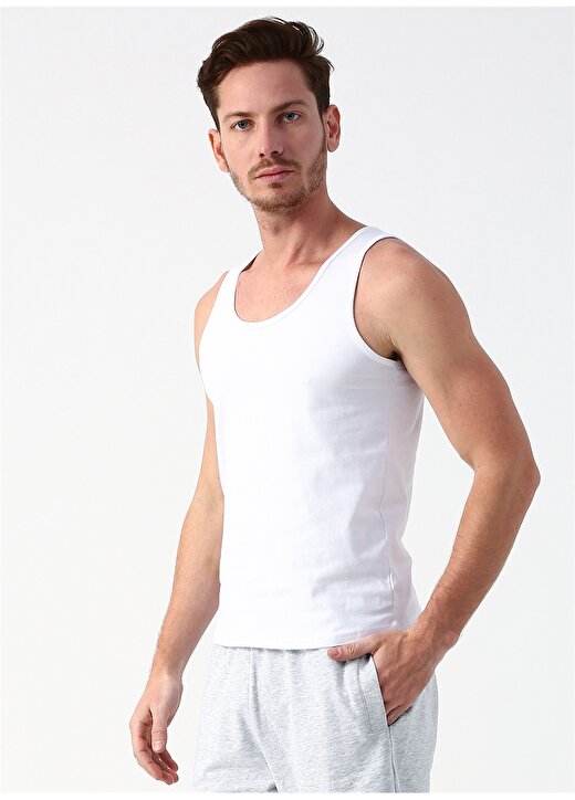 Cotton Bar Beyaz Erkek İç Giyim Atlet 3