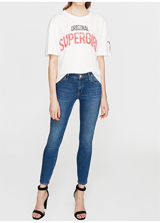 Mavi Supergırl Baskılı Kırık Beyaz T-Shirt 2