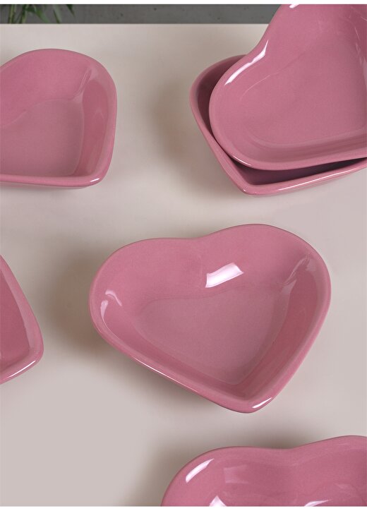 Keramika 6 Adet 14 Cm Kalp Gül Pembe Servis Tabağı 1