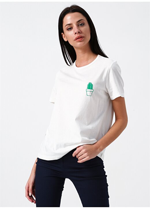 Vero Moda Baskılı Beyaz T-Shirt 1
