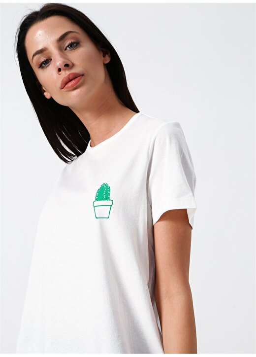 Vero Moda Baskılı Beyaz T-Shirt 3