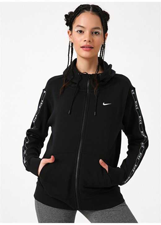 Nike Siyah - Gri - Gümüş Kadın Zip Ceket 3