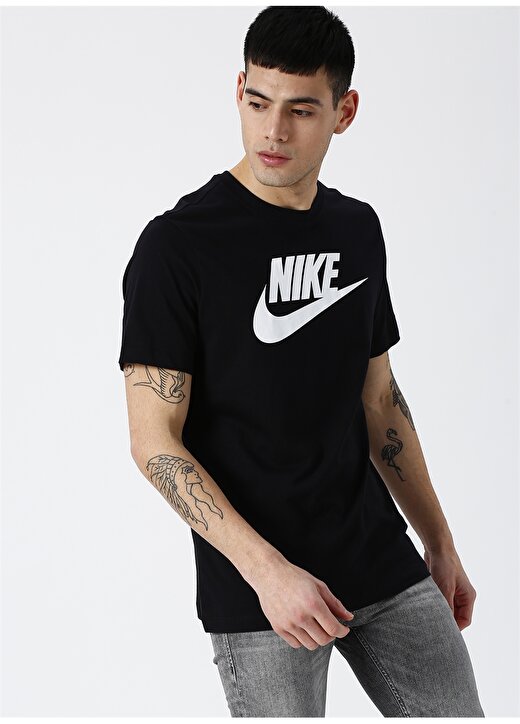 Nike Siyah Erkek T-Shirt AR5004-010 M NSW TEE ICON FUTURA 4