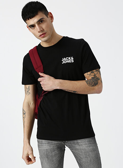 Jack & Jones Siyah Erkek T-Shirt 12151955 Jjecorp Logo Tee Ss Crew N 1