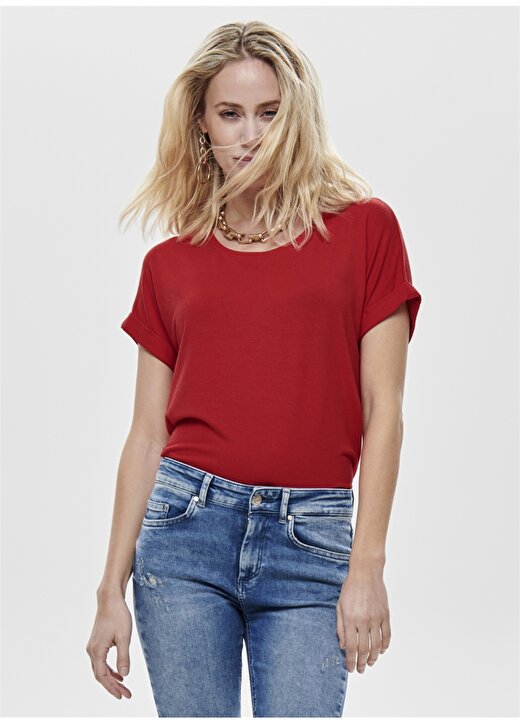 Only 15106662 Kırmızı Kadın T-Shirt 2