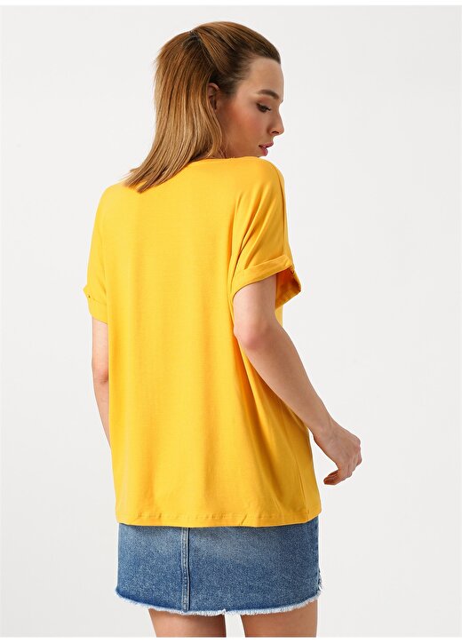 Only Bisiklet Yaka Sarı T-Shirt 4
