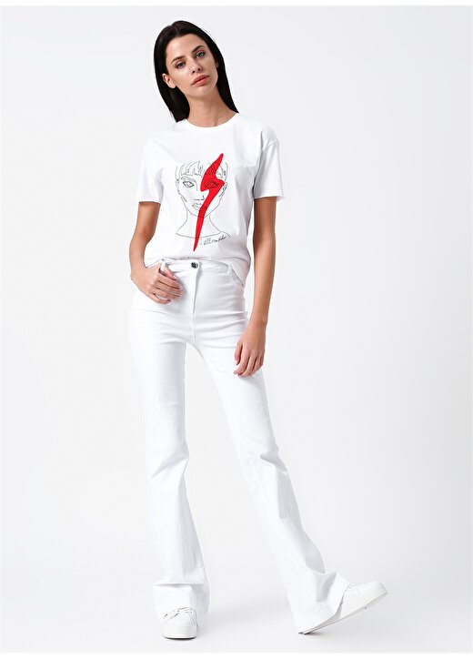 Only Baskılı Beyaz T-Shirt 2