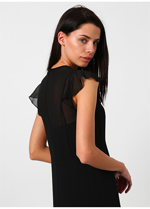 Beymen Studio Fırfırlı Tül Siyah Midi Elbise 2