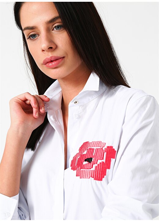Beymen Studio 101360004 Beyaz Kadın Gülişlemeli Gömlek 1