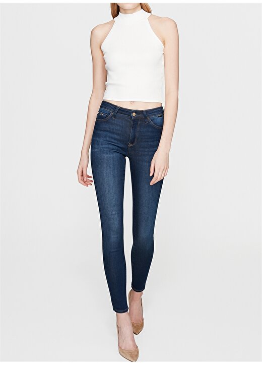Mavi Yüksek Bel Dar Paça Super Skinny Kadın Denim Pantolon ALISSA Dark Golden 2
