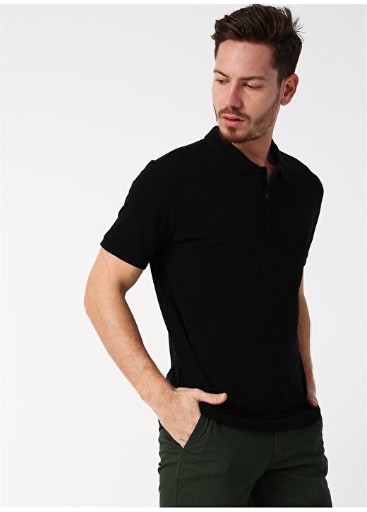 Lee Cooper Polo Yaka Nakışlı Siyah Polo T-Shirt 3