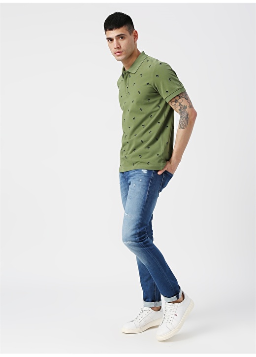 Lee Cooper Palmiye Desenli Yeşil Polo T-Shirt 2