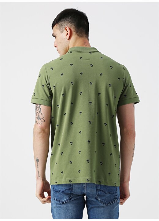 Lee Cooper Palmiye Desenli Yeşil Polo T-Shirt 4