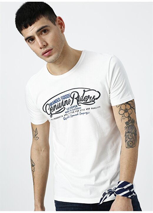 Lee Cooper Yazılı Beyaz T-Shirt 4