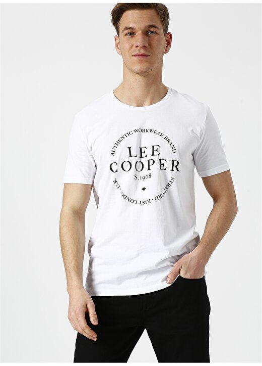 Lee Cooper Yazılı Beyaz T-Shirt 1