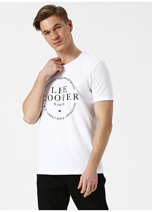 Lee Cooper Yazılı Beyaz T-Shirt 3