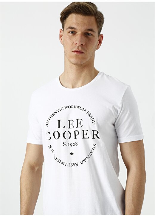 Lee Cooper Yazılı Beyaz T-Shirt 4