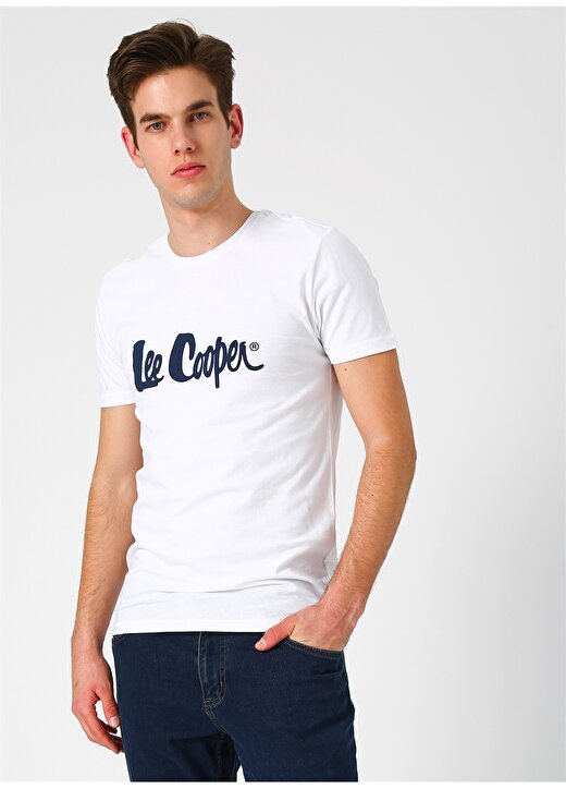 Lee Cooper Yazılı Beyaz T-Shirt 3