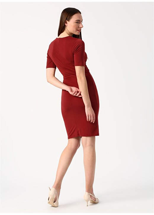Koton Kruvaze Bel Detaylı Kırmızı Elbise 4