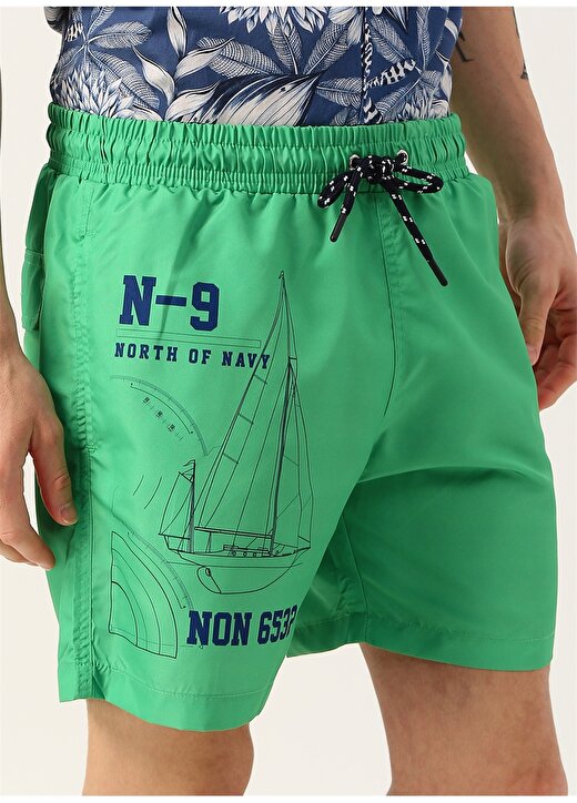 North Of Navy Cepli Yeşil Erkek Şort Mayo 3