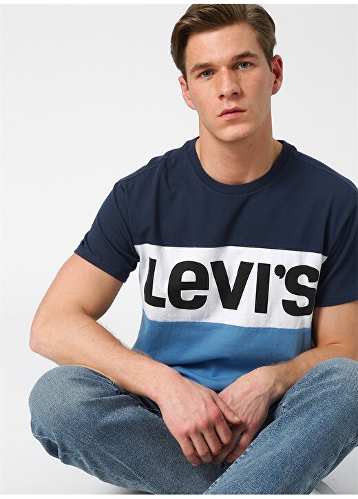 Levis Ss Colorblock Tee Colorbock Dressblues T-Shirt 3