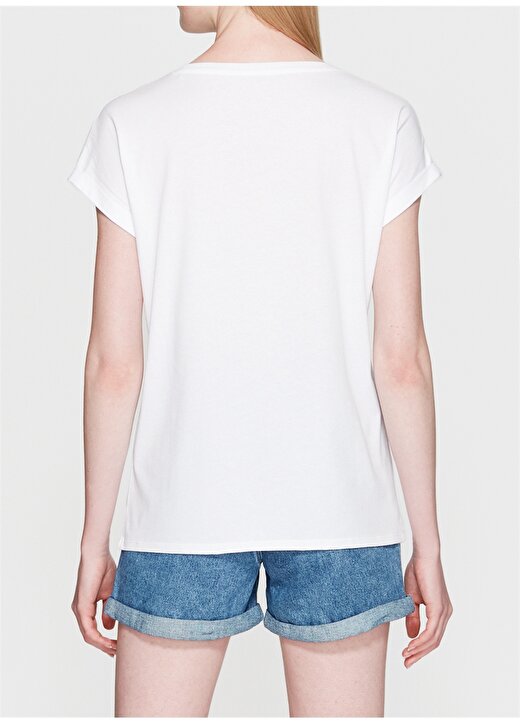 Mavi Sunset Yazılı Penye Beyaz T-Shirt 4