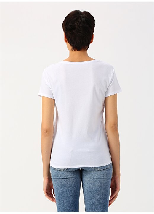 Mavi Mavı Baskılı Beyaz T-Shirt 4