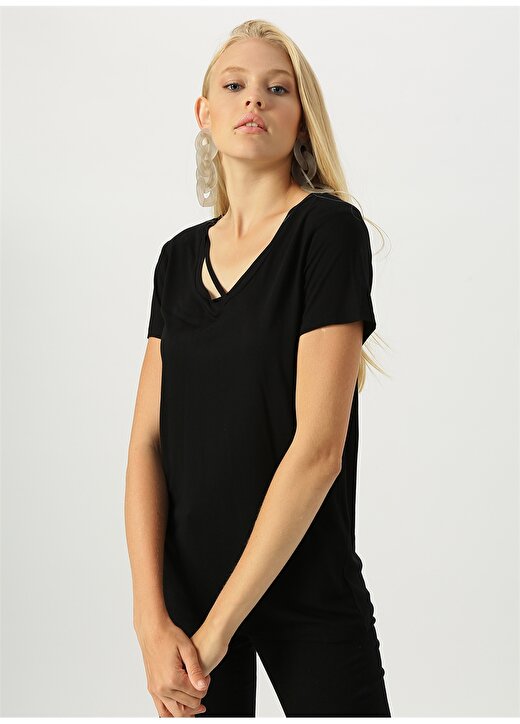 Koton Düz Siyah T-Shirt 3