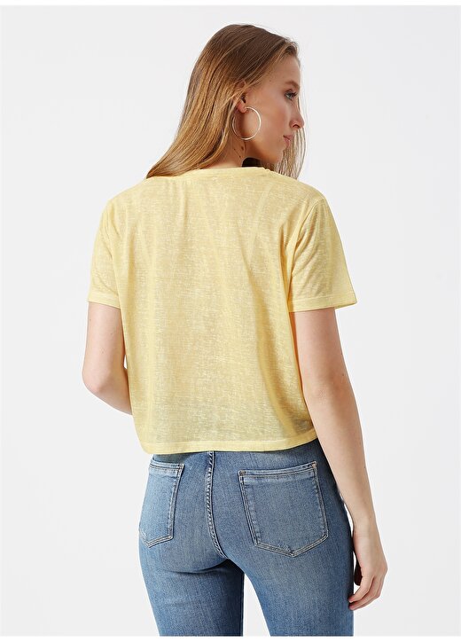 Koton Beli Bağlamalı Sarı Kadın T-Shirt 4