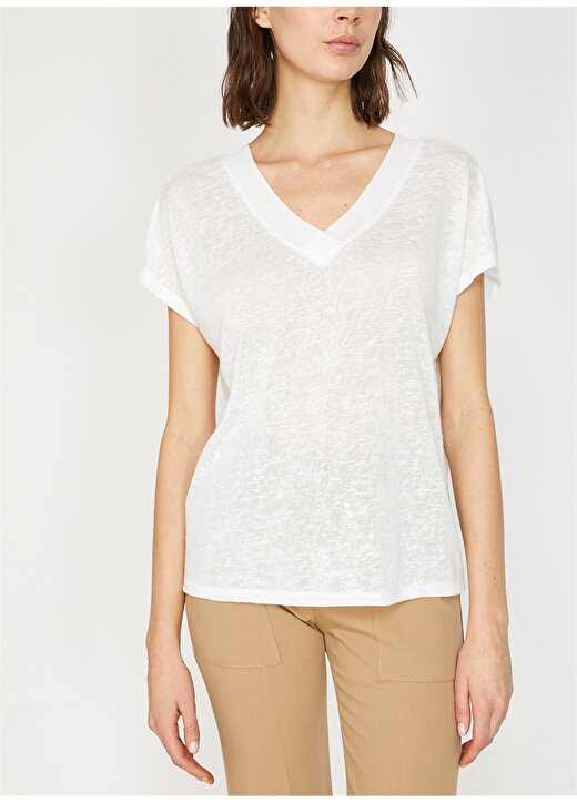 Koton V Yaka Beyaz T-Shirt 3