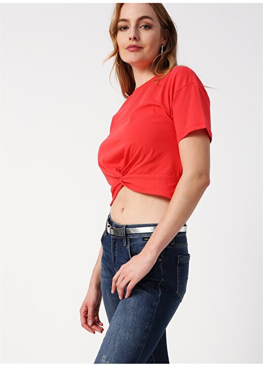 Koton Büzgülü Kırmızı T-Shirt 3