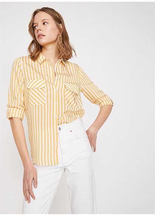 Koton Sarı Kadın Gömlek 1