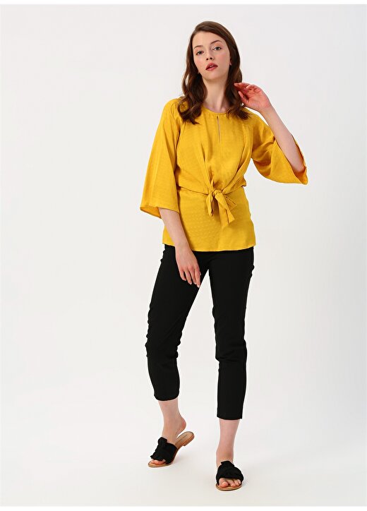 Koton Bel Detaylı Sarı Kadın Bluz 2
