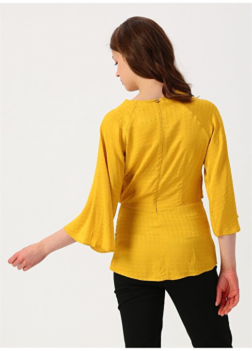 Koton Bel Detaylı Sarı Kadın Bluz 4