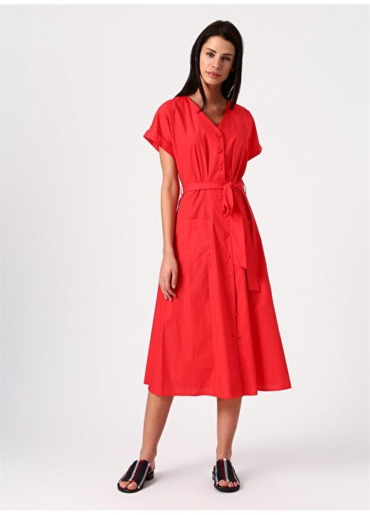 Koton V Yaka Kırmızı Elbise 1