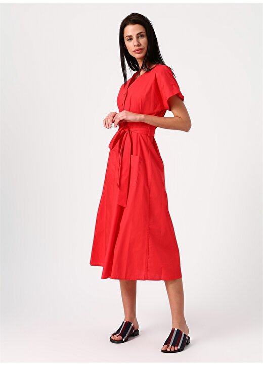 Koton V Yaka Kırmızı Elbise 2