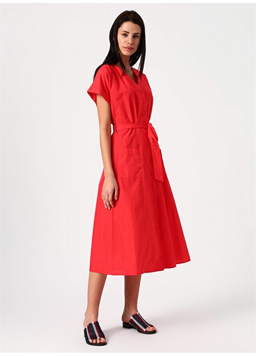 Koton V Yaka Kırmızı Elbise 3