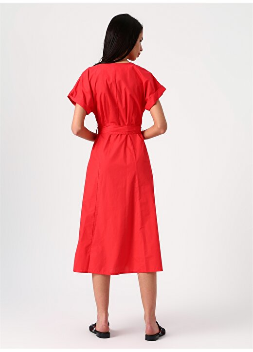 Koton V Yaka Kırmızı Elbise 4
