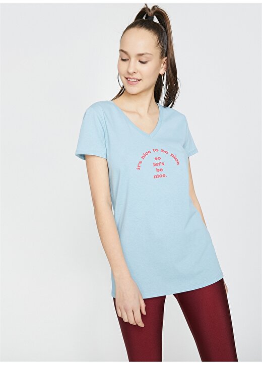 Koton Mavi Kadın T-Shirt 9YAL18050IK 2