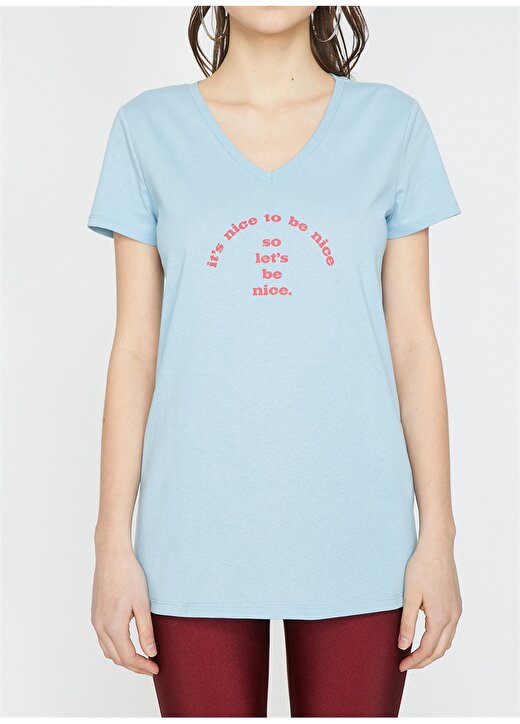 Koton Mavi Kadın T-Shirt 9YAL18050IK 3