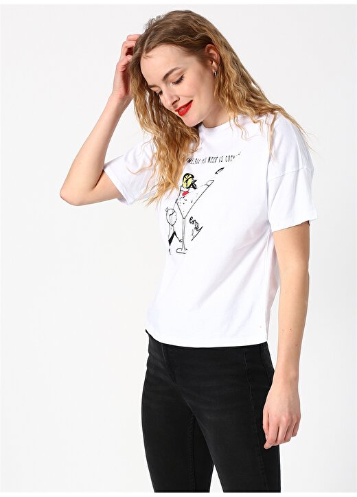 Koton Baskılı Beyaz T-Shirt 3