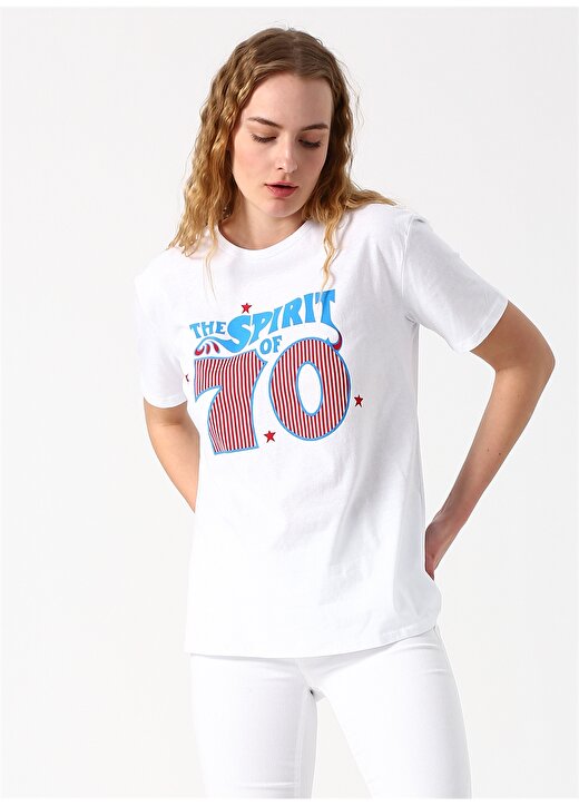 Koton Baskılı Beyaz T-Shirt 3