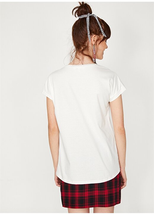 Koton Renkli Baskılı Beyaz T-Shirt 4