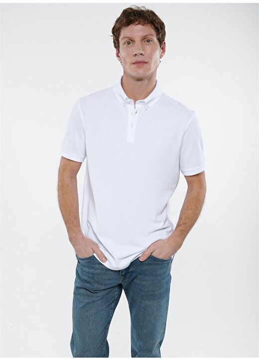 Mavi Düz Beyaz Erkek Polo T-Shirt 063247-27879 POLO TİŞÖRT Beyaz 2