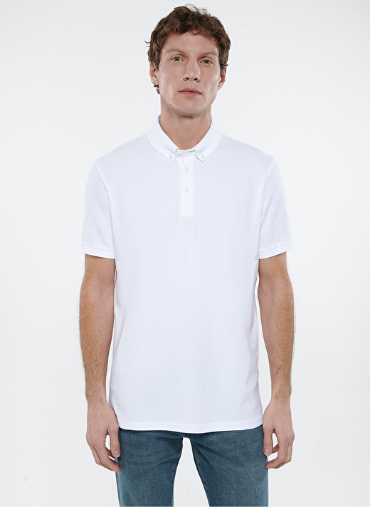 Mavi Düz Beyaz Erkek Polo T-Shirt 063247-27879 POLO TİŞÖRT beyaz 3