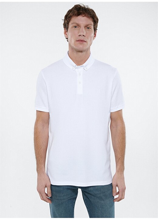 Mavi Düz Beyaz Erkek Polo T-Shirt 063247-27879 POLO TİŞÖRT Beyaz 3