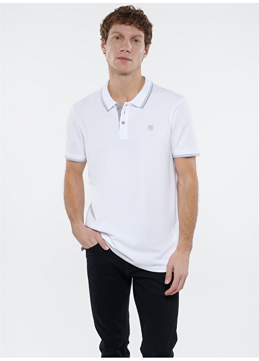 Mavi Düz Beyaz Erkek Polo T-Shirt 064164-27879 POLO TİŞÖRT Beyaz 1