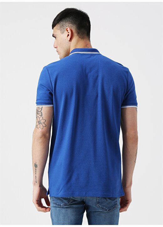 Mavi Nakışlı Saks Polo T-Shirt 4