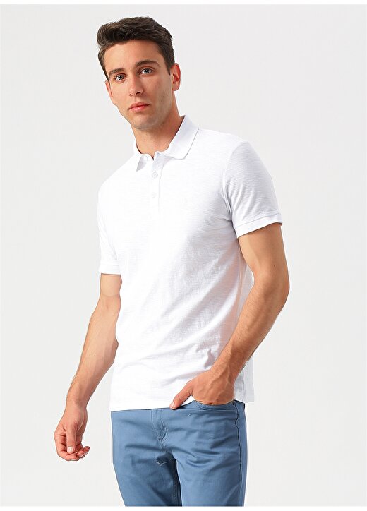 Mavi Beyaz Fitted Polo T-Shirt 2